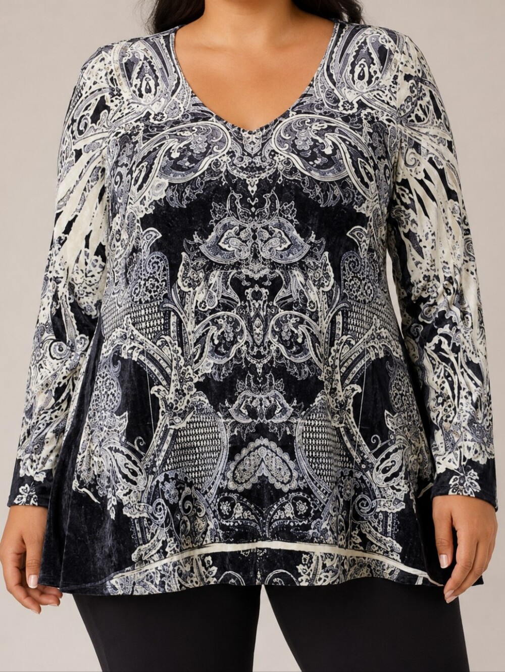 Live and Let Live Women’s 2X Paisley Tunic Top Y2K Velvet Burnout NWOT